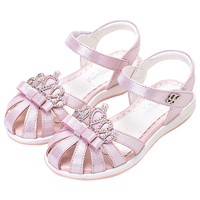 水钻皇冠防踢包头凉鞋夏季女童防滑魔术贴凉鞋公主鞋