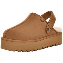 UGG 秋冬女士纯色厚底魔术贴束带穆勒鞋包头鞋1166734栗色