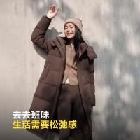 保暖服饰：波司登 遮肉显瘦0压轻柔面料可脱卸帽过膝长款90被子羽绒服女680+蓬
