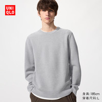 优衣库 男装女装罗纹圆领针织衫/长袖毛衣毛衫481722 481722/03灰色 L