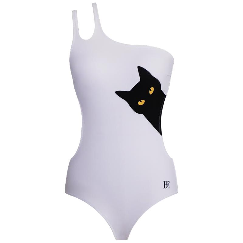 BE范德安时尚系列小黑猫/喵星人连体泳衣女士性感纯欲遮肉游泳馆
