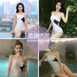 范德安 BE范德安时尚系列小黑猫/喵星人连体泳衣女士性感纯欲遮肉游泳馆