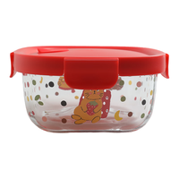 舍里可爱萌宠玻璃保鲜盒可微波加热饭盒上班族带饭分隔便当盒带盖汤碗