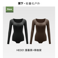 蕉下运动塑身连体衣女收腹塑形束腰无痕修身显瘦上衣免穿文胸内衣 【两件装】漫暮黑+绛咖紫 L