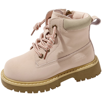 百丽童鞋冬儿童靴子马丁靴加绒保暖新复古回潮时尚皮靴短靴 粉色29 29 码/参考脚长17.8-18.3cm