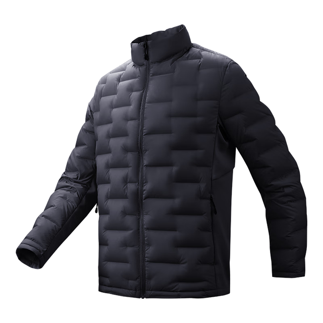 移动端、京东百亿补贴：京东京造 冬季户外轻薄羽绒服男无绗线外套立领鹅绒800+蓬松 曜石黑 L