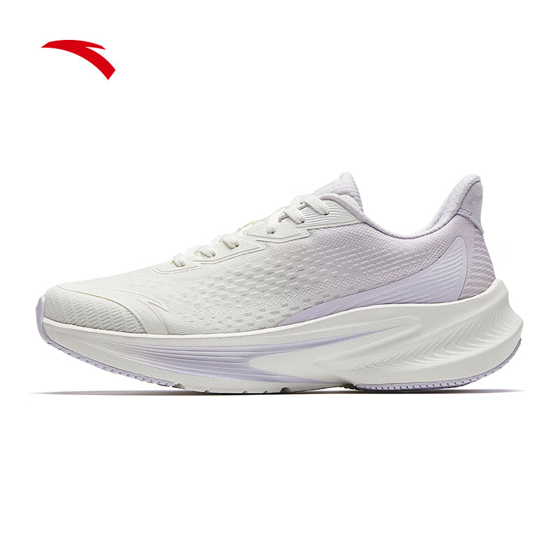 安踏毒刺7丨Z哥同款跑步鞋女缓震舒适回弹运动鞋女中考体考耐磨训练鞋 象牙白/迷雾紫-2 38 （女7）