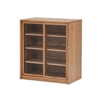 NORHOR北欧表情日式中古侘寂素住海纳实木玻璃陈列展示书柜餐边柜 樱桃木款 0.8m