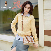暇步士（Hush Puppies）【何泓姗明星同款】女装2025秋冬经典基础软糯含羊绒线衣 嫩鹅黄 2XL