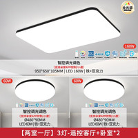 雷士照明吸顶灯客厅大灯主全光谱2025护眼全屋套装未来光白雪 【黑松】160瓦两室一厅
