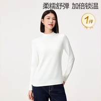 全棉时代T恤【风柔棉吸湿发热亲肤抗静电】女士透气半高领T恤 乳白色 2XL (175)