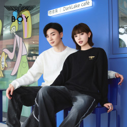 BOY LONDON BOYLONDON秋季男女款提花潮牌圆领宽松卫衣N03029 米白色 M