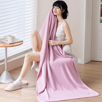 三利浴巾珊瑚绒家用女吸水速干大人加大裹巾男90*170cm 落樱粉420g