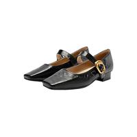 Nine West/玖熙2024年秋季压纹粗跟一字扣单鞋复古玛丽珍鞋女