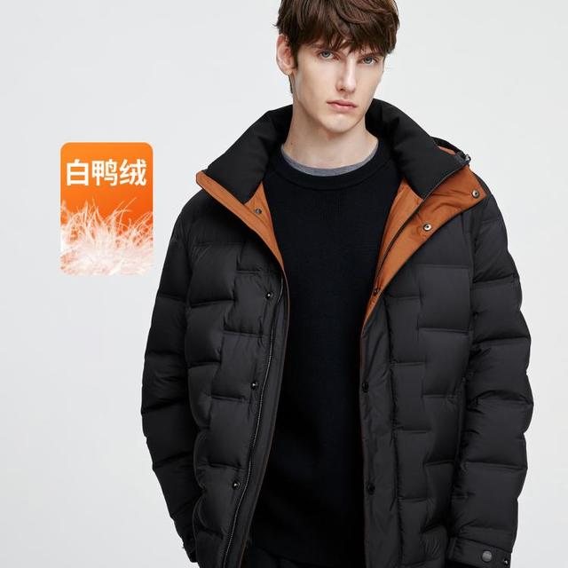 GIOVANNI VALENTINO 25年秋冬新款撞色连帽休闲衍缝锁温保暖羽绒服男