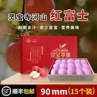 灵宝苹果 LINGBAO APPLE2025灵宝寺河山SOD红富士苹果礼盒装新鲜天然富硒脆甜爽口 90mm(12个装)