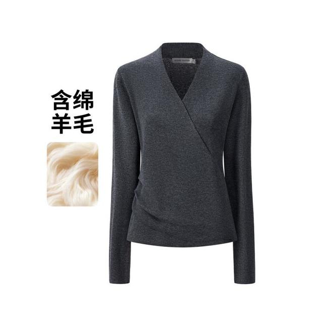 GIOVANNI VALENTINO 25年秋冬新款高级感气质长袖V领针织衫女士羊毛衫