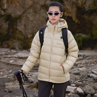 mont·bell 羽绒服女款秋冬轻量化徒步旅行800蓬鹅绒保暖连帽上衣 1101675 IV象牙白 S