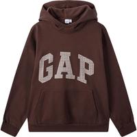Gap 男女装春季款美式格纹logo碳素软磨抓绒连帽卫衣609221