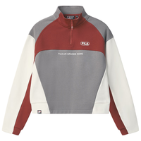 FILA 斐乐女子套头卫衣冬休闲舒适拼色针织长袖上衣 典雅灰-GY M