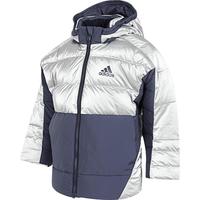 adidas 男大童亮面连帽羽绒服保暖儿童外套童装男童防风冬装