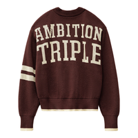 马登美式复古长袖棕色V领针织开衫外套上衣宽松撞色毛衣女士秋冬 榛子棕 L