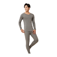 宜而爽 男女士全棉秋衣秋裤套装圆领打底纯棉毛衫纯棉保暖内衣 男款深麻灰 XL(男175女170)