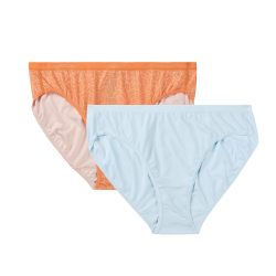 EXOFFICIO 女式 Give-N-Go 2.0 比基尼内裤(2 件装), Bellini 马赛克 / 冰川蓝