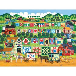 拼图 适合成人大孩子幼儿 1000片 Cra-Z-Art - RoseArt - Home Country- Quilt Valley Farm - 1000 Piece Jigsaw Puzzle 中级难度 美国风格主题