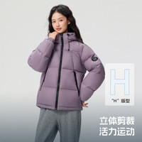 雪中飞2025冬女士短款连帽气质羽绒服设计感绗线显瘦百搭S
