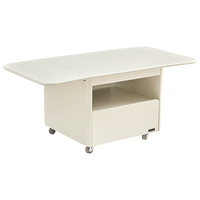 全友家居 功能茶几客厅家用边几可移动折叠奶油风家具收纳储物柜子 【米白】可移动可折叠茶几