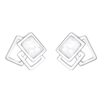 LnieerS925银几何耳钉女养耳洞耳钉2025银耳环轻奢小众高级感耳饰品 几何方块耳钉【925银】