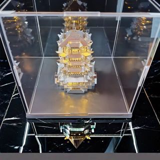 VTR解压:黄鹤楼:古风金属拼装模型成人高难度立体拼装积木3D手工玩具 黄鹤楼带工具+彩光灯