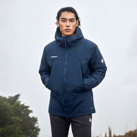 MAMMUT Clion 男女款运动户外防风防泼水透汽保暖连帽鹅绒羽绒服 暗夜黑色 XS