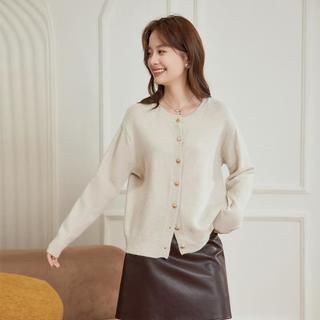 茵曼 时尚高腰毛衣外套女25年秋冬小个子收腰显瘦短款针织衫开衫女