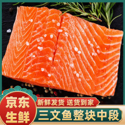 慧鲜森 新疆三文鱼中段 去皮整块切片刺身寿司国产生鱼片 冷冻冰鲜生鲜  三文鱼 1200g /净3盒