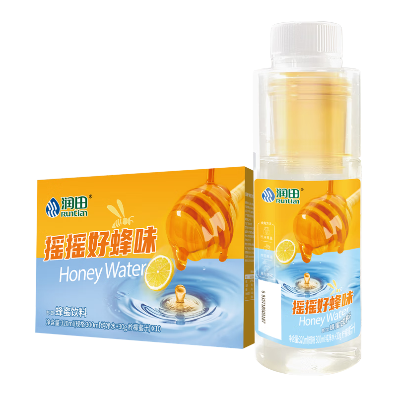 润田（Runtian） 蜜水洋槐蜜 柠檬味即饮蜜水分离320ml*10瓶/整箱装