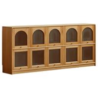 BEAYTY.COOL 美型美酷 实木收纳柜落地客厅储物柜矮书柜家用带门格子柜组合柜  原木色:长70*深30*高142