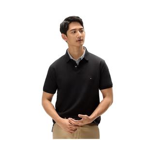 TOMMY HILFIGER【透气舒适】夏季男装珠地网眼商务休闲纯色短袖POLO衫JA572 【经典百搭】黑色BDS L （：150-165斤）