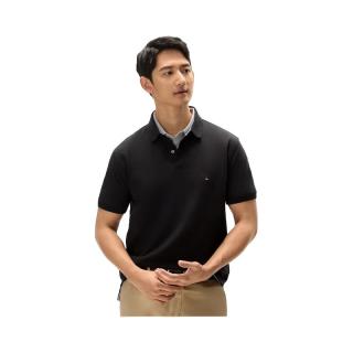 TOMMY HILFIGER【透气舒适】夏季男装珠地网眼商务休闲纯色短袖POLO衫JA572 【经典百搭】黑色BDS L （：150-165斤）