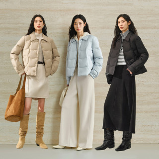 PLUS会员：PEACEBIRD 衬衫式羽绒服女25新款女士保暖内搭短款韩版外套