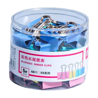 得力（deli）长尾夹文件夹子长尾夹票夹燕尾夹凤尾夹鱼尾夹蝴蝶夹多功能特固定书铁夹大小号办公文具 【彩色款】小号 19mm 40只/筒