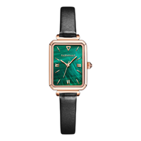 冠琴 小绿表手表女士气质石英女表防水国表圣诞节 方糖小绿表皮带