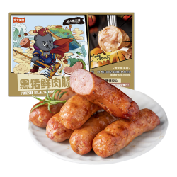 龙大美食 黑猪鲜肉肠（黑胡椒味）净重600g/10根 猪肉鲜肉烤肠 无淀粉