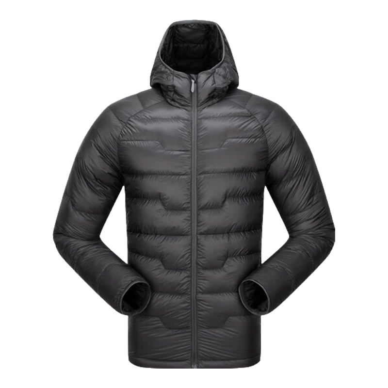 牧高笛冷山雪雁Pro轻鹅绒服 秋冬轻薄保暖连帽羽绒服男款棉衣外套 岩石灰 L