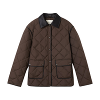 GANT/甘特2025秋冬季新款女士菱格羽绒服复古老钱风撞色轻便外套 210-咖色 L