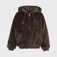 ZARA 【双面穿】女式韩系贵气时尚纯色保暖连帽外套