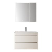 恒洁（HEGII）浴室柜E0级陶瓷一体盆折叠镜柜双抽BC2522(BM2201-75Q流云白智能 【双抽智能】流云白80cm