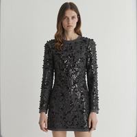 限尺码：ZARA 奢华风 女式亮片针织长袖连衣裙