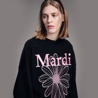 MARDI MERCREDI 小雏菊黑粉刺绣圆领卫衣宽松显瘦纯棉百搭上衣女
